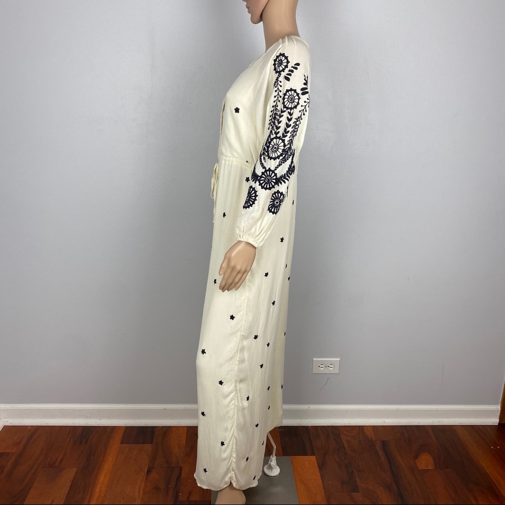 FREE PEOPLE EMBROIDERED V-NECK WIDE LEG JUMPSUIT - Picture 8 of 14